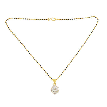22ct Gold Square Cut CZ Pendant Mangalsutra - PB21371
