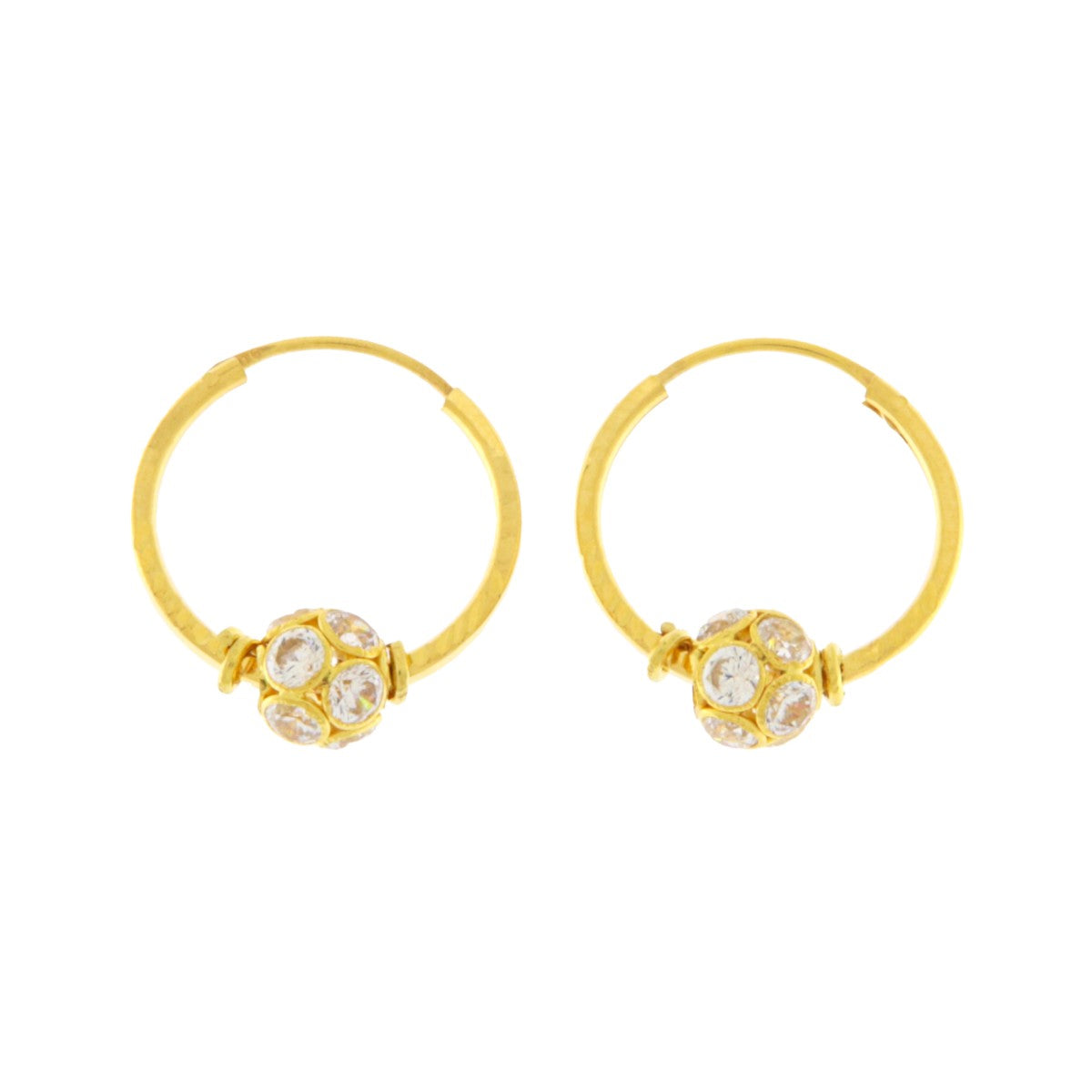 22ct Gold CZ Small Hoop Earrings - PB21392