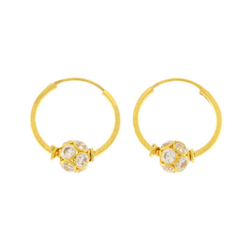 22ct Gold CZ Small Hoop Earrings - PB21392