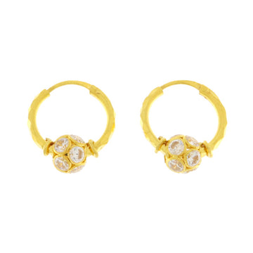 22ct Gold Small Hoop CZ Bead Earrings - PB21394