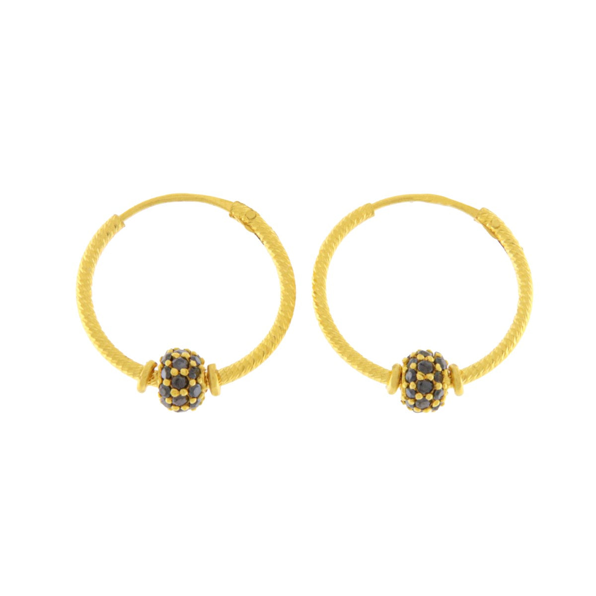 22ct Gold Textured Small Hoop Earrings - PB21395