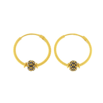22ct Gold Textured Small Hoop Earrings - PB21395