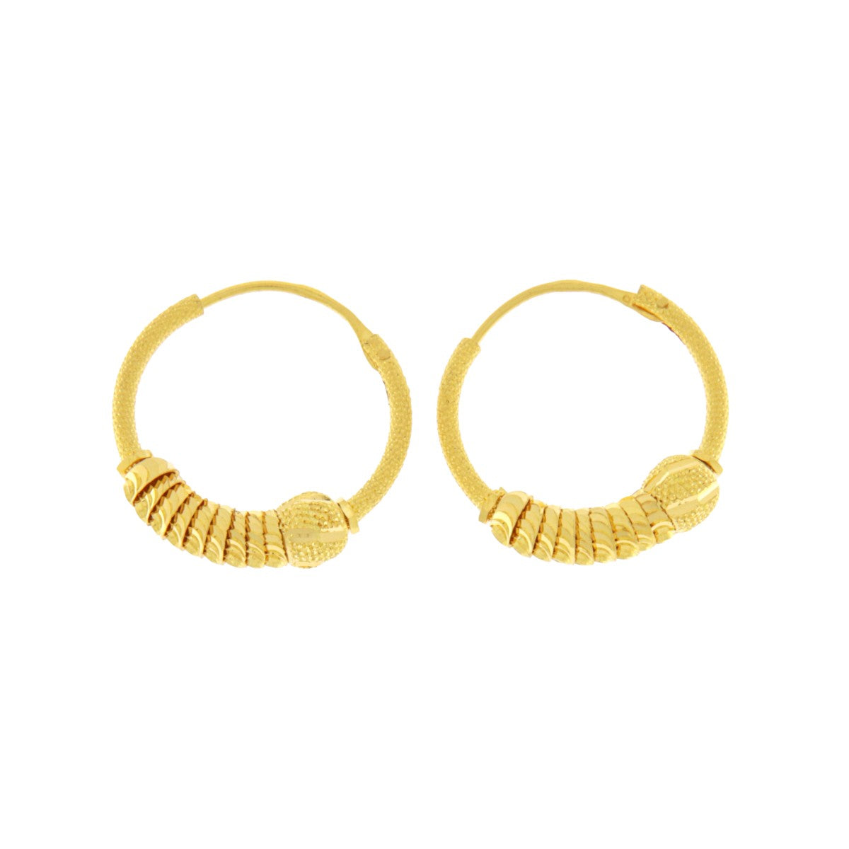 22ct Gold Textured Small Hoop Earrings - PB21397