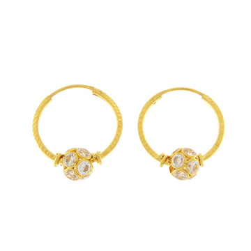 22ct Gold CZ Small Hoop Earrings - PB21398