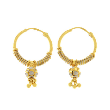 22ct Gold Two Tone Textured Hoop Earrings - PB21401