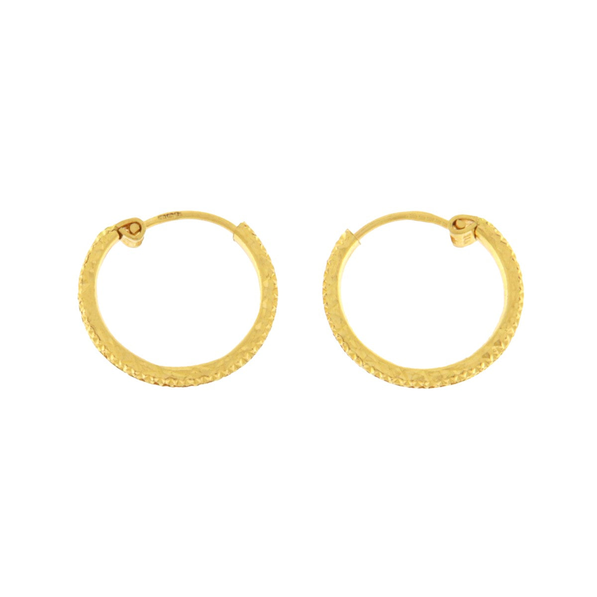 22ct Gold Textured Small Hoop Earrings - PB21404