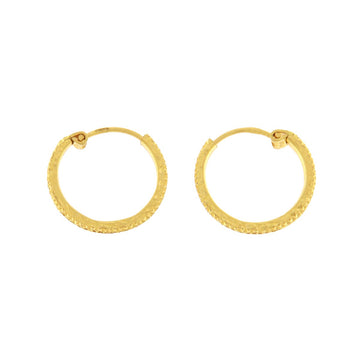 22ct Gold Textured Small Hoop Earrings - PB21404