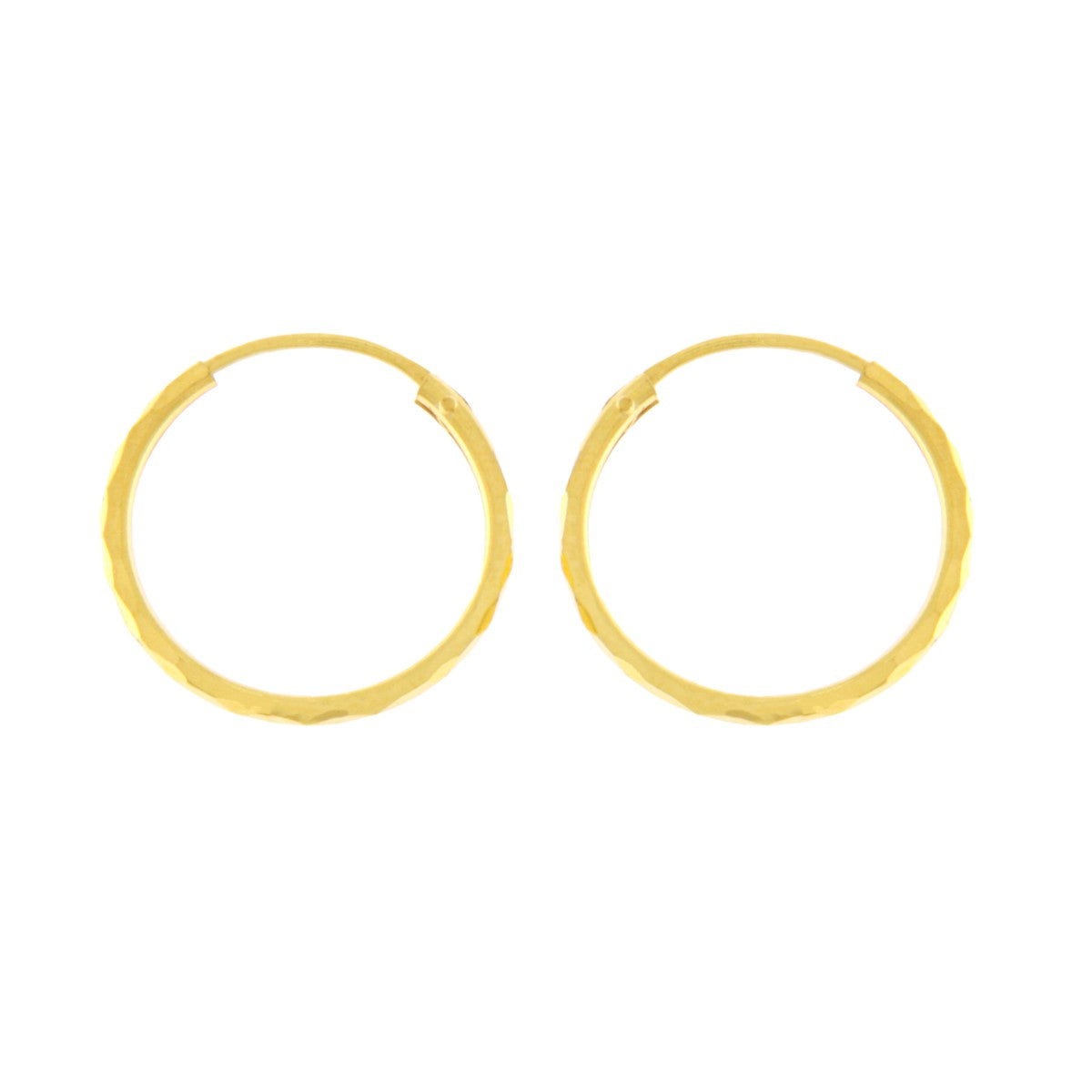 22ct Gold Faceted Small Hoop Earrings - PB21405