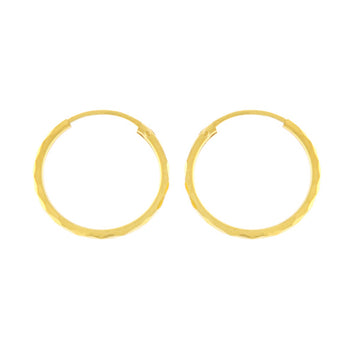 22ct Gold Faceted Small Hoop Earrings - PB21405