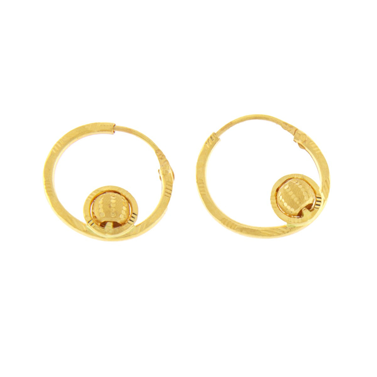 22ct Gold Engraved Spiral Small Hoop Earrings - PB21414