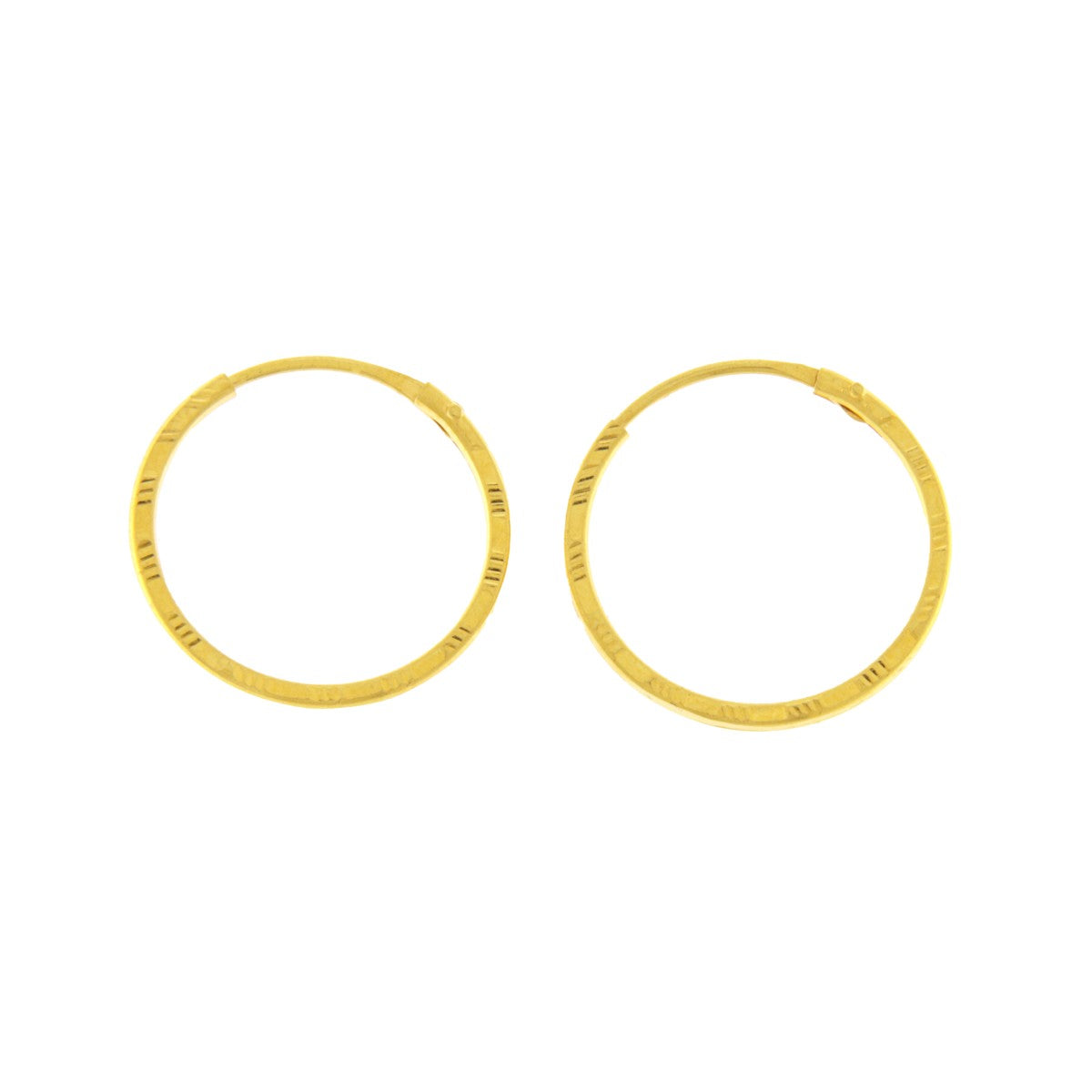 22ct Gold Fine Etched Small Hoop Earrings - PB21418