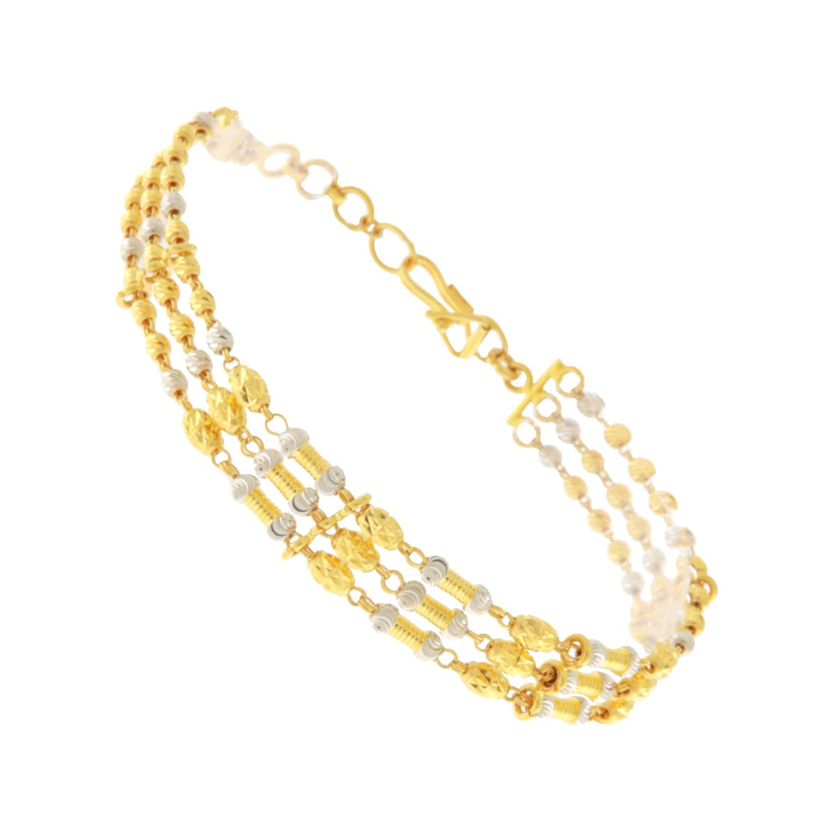 22ct Gold Triple Strand Textured Bead Bracelet - PB21470