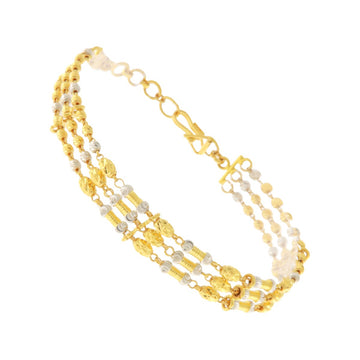 22ct Gold Triple Strand Textured Bead Bracelet - PB21470