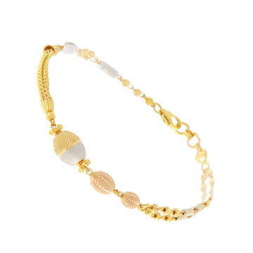 22ct Gold Triple Tone Oval Bead Bracelet - PB21472