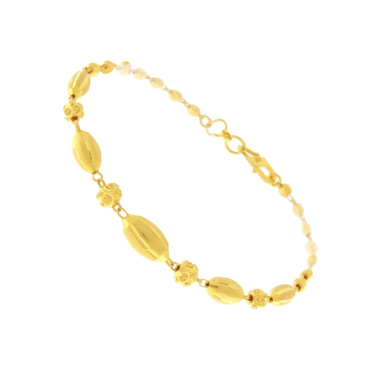 22ct Gold Textured Oval Bead Bracelet - PB21473