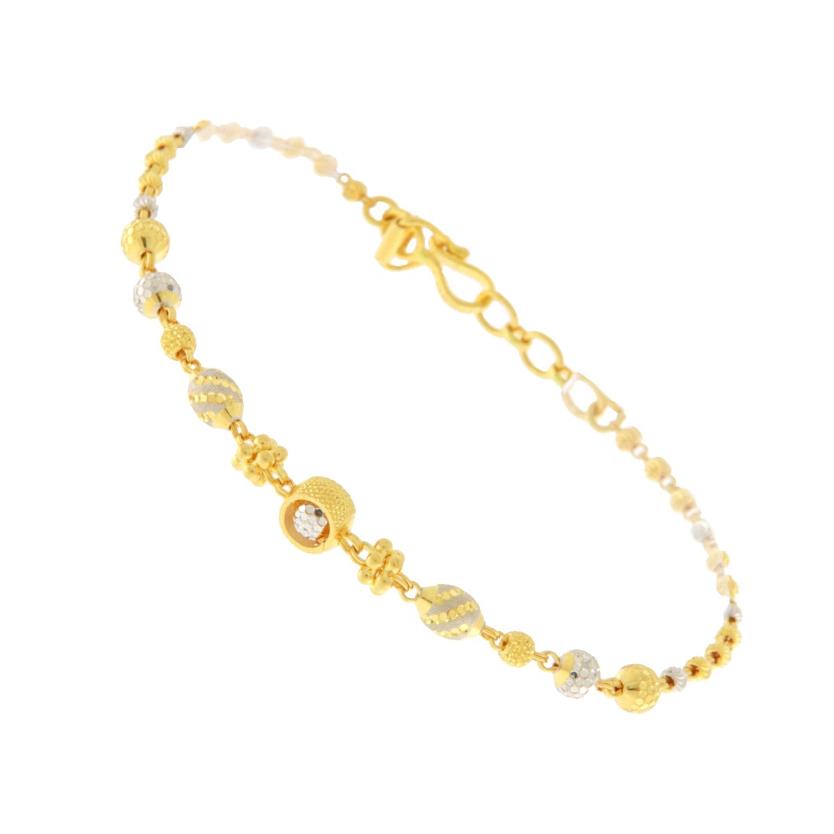 22ct Gold Triple Tone Beaded Bracelet - PB21475
