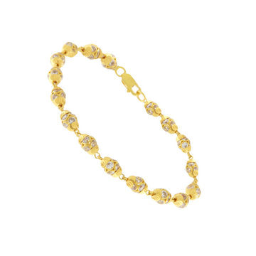 22ct Gold CZ Beaded Bracelet - PB21476