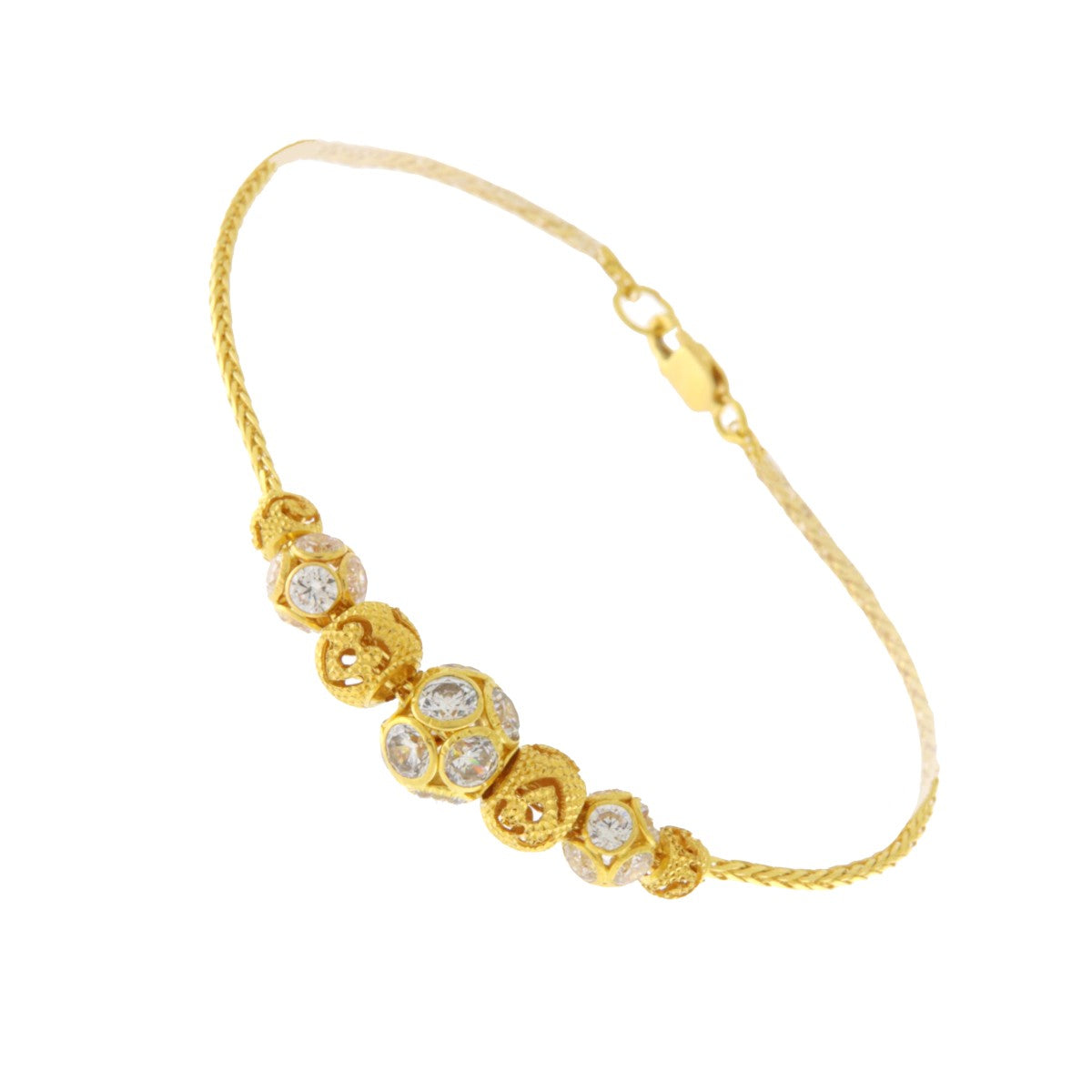 22ct Gold CZ Bead Bracelet - PB21478