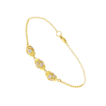 22ct Gold Three CZ Beaded Bracelet - PB21479