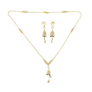22ct Gold Necklace Set with Convertible Drop Earrings - PB21495