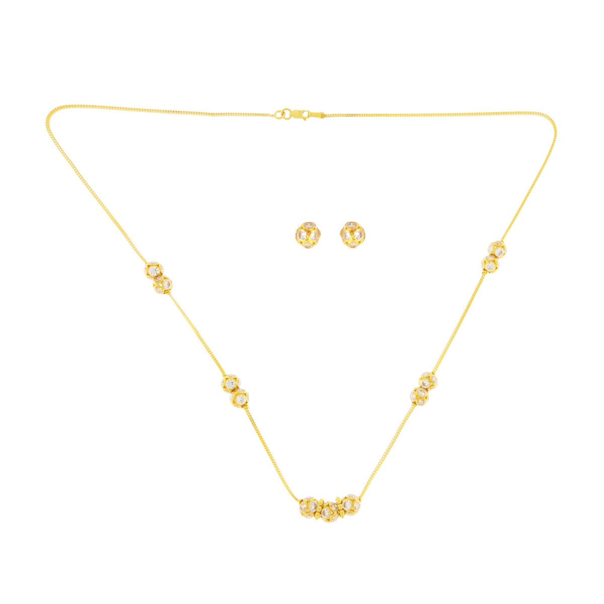 22ct Gold Ball Design Necklace Set - PB21496