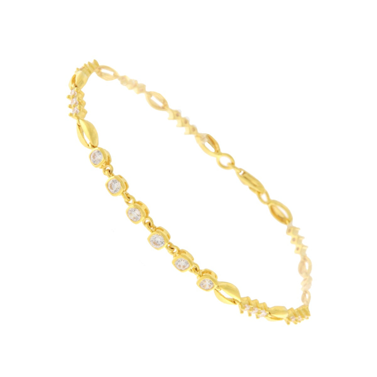 22ct Gold CZ Marquise and Round Link Bracelet - PB21500
