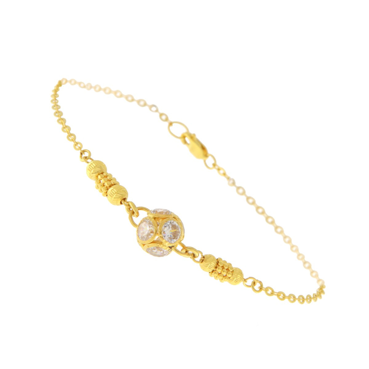 22ct Gold Beaded CZ Ball Bracelet - PB21503