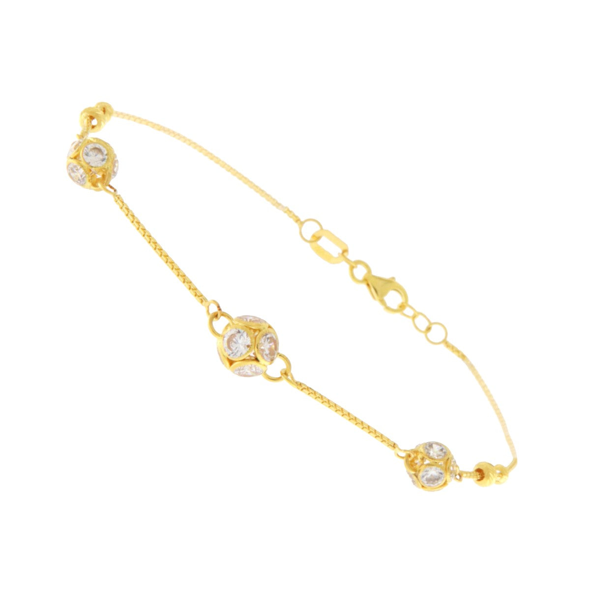 22ct Gold Bracelet with CZ Ball Beads - PB21504