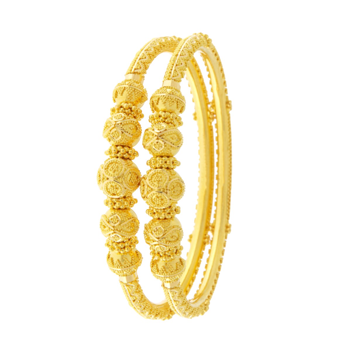 22ct Gold Filigree Pipe Kara Bangles (Pair) - PB21529
