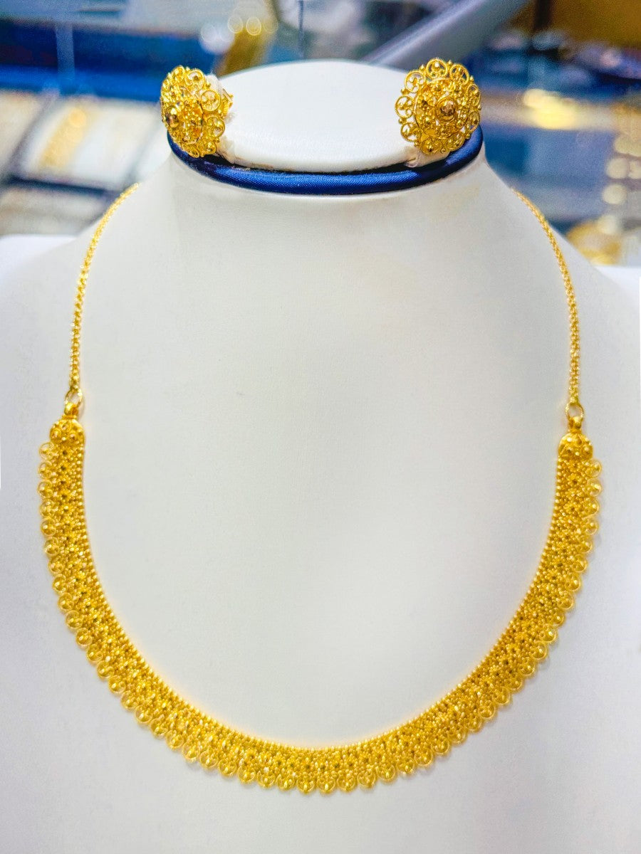 22ct Gold Filigree Necklace Set - A121573