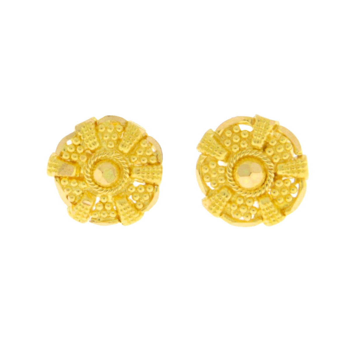 22ct Gold Textured Filigree Stud Earrings - A121580