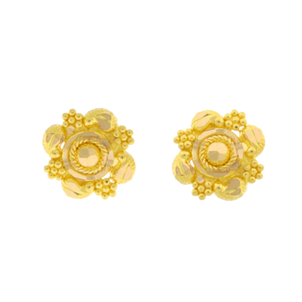 22ct Gold Floral Filigree Stud Earrings - A121584