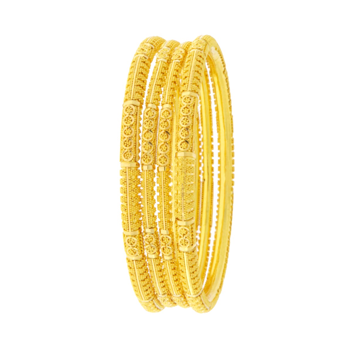 22ct Gold Filigree 2 Bangles & 2 Karas Set - A121635