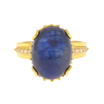 22ct Gold Real Sapphire & CZ Accent Ring - A121644