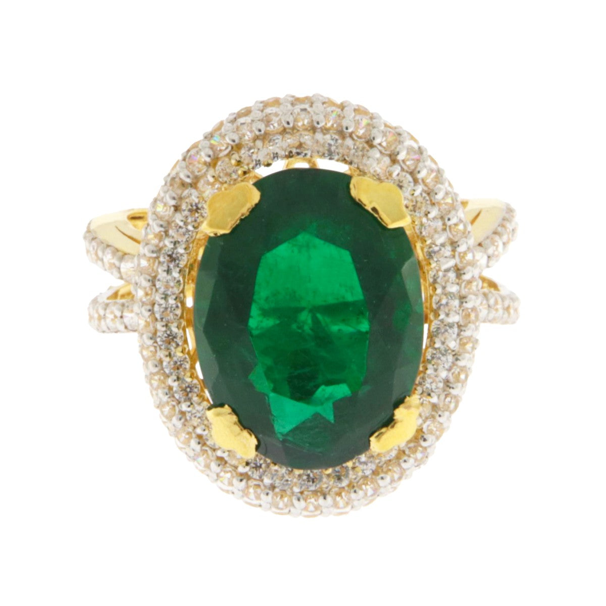 22ct Gold Green Stone Cocktail Ring - A121648