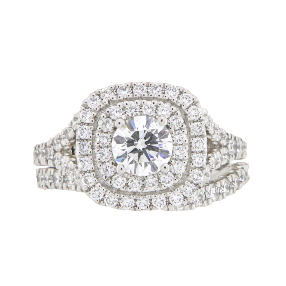 2.29ct Double Halo Diamond Platinum Bespoke Premium Quality Wedding Ring Set - A121659