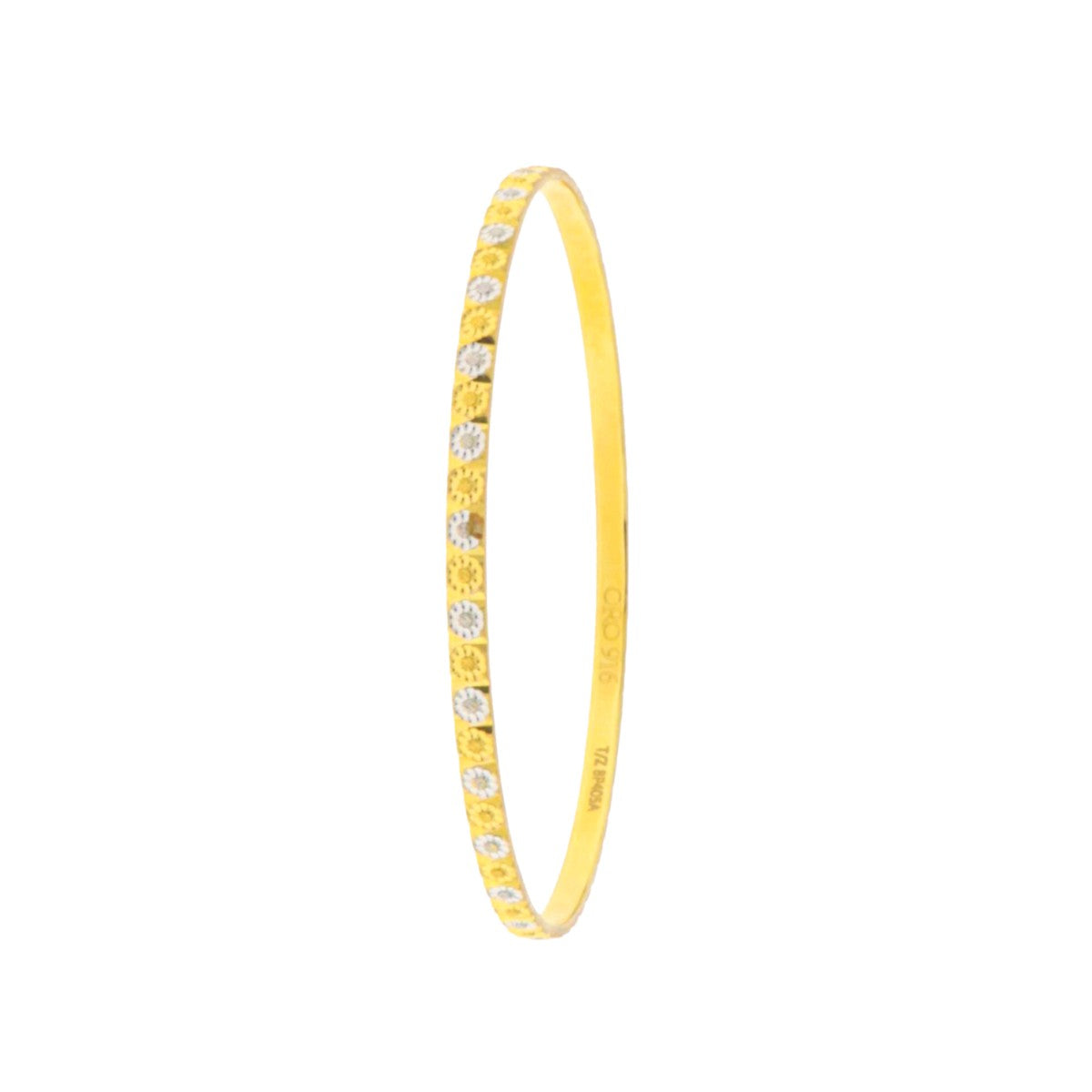 22ct Gold Floral Dual Tone Bangle (Single) - A121687