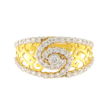 22ct Gold Ring with Swirl CZ Accents - PB21688
