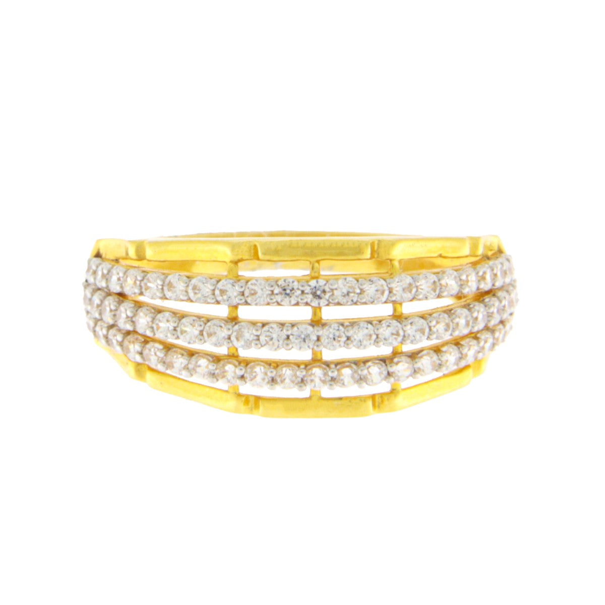 22ct Gold Multi Row CZ Band Ring - PB21689