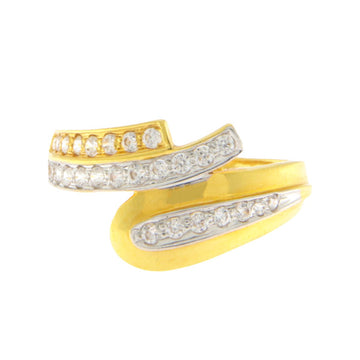 22ct Gold Two Tone Crossover CZ Ring - PB21690