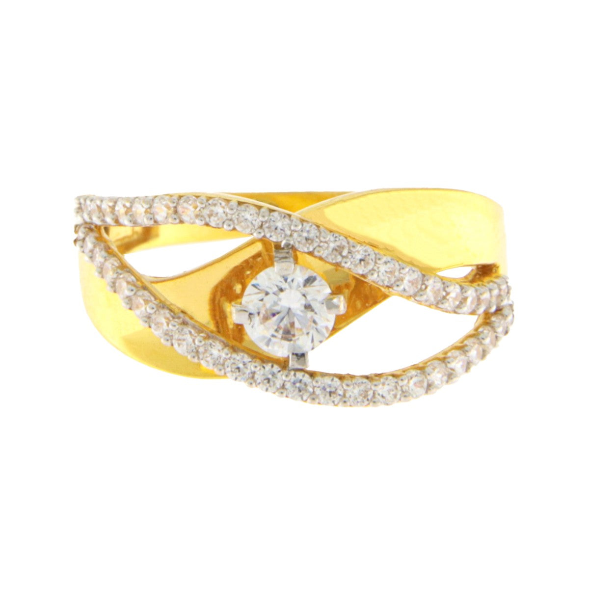 22ct Gold Crossover CZ Ring - PB21692