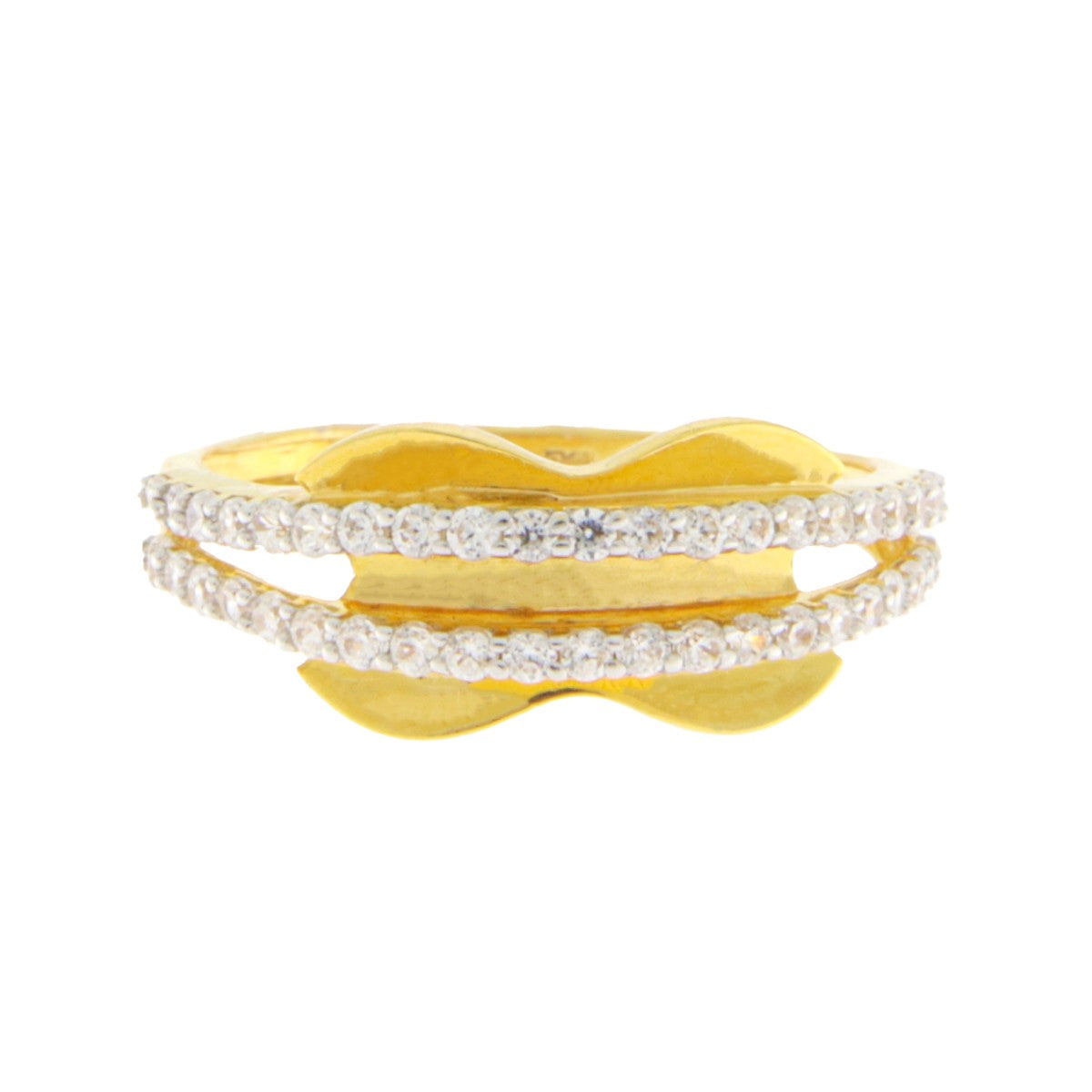 22ct Gold Double Row CZ Band Ring - PB21694