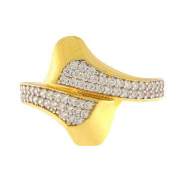 22ct Gold Wave Design CZ Ring - PB21695