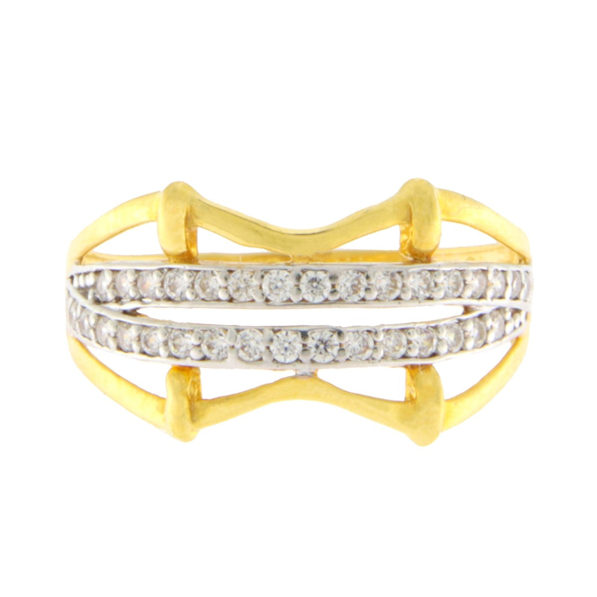22ct Gold CZ Double Row Statement Ring - PB21696