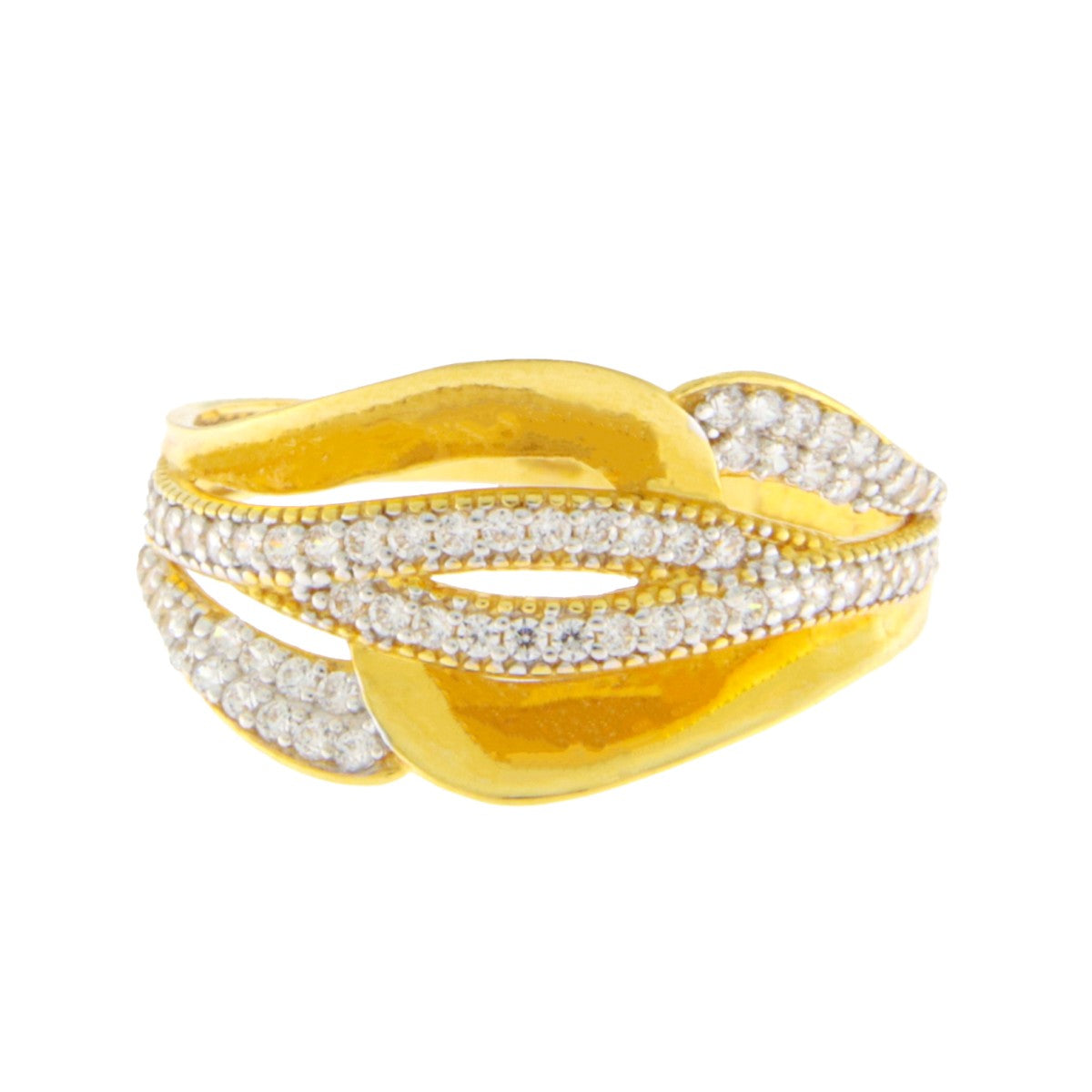 22ct Gold CZ Wave Design Ring - PB21700