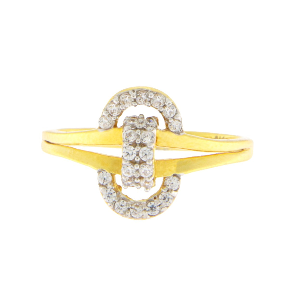 22ct Gold CZ Double Circle Ring - PB21701