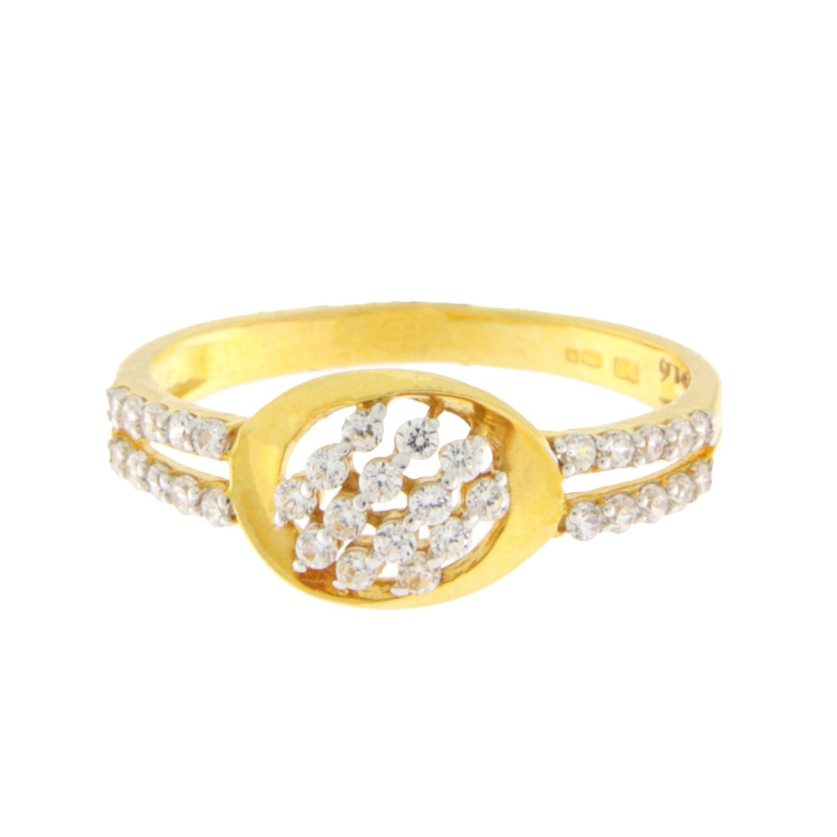 22ct Gold CZ Oval Cluster Ring - PB21702