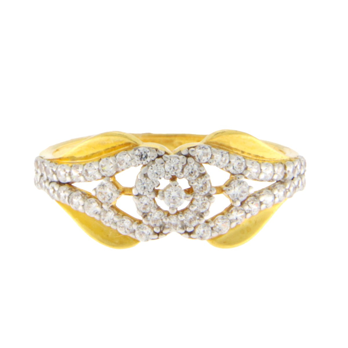 22ct Gold CZ Ring with Circle Cluster Design - PB21707
