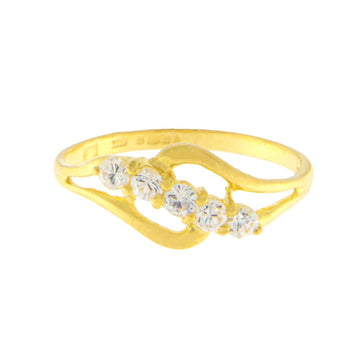 22ct Gold CZ Ring with Elegant Wave Design - PB21708