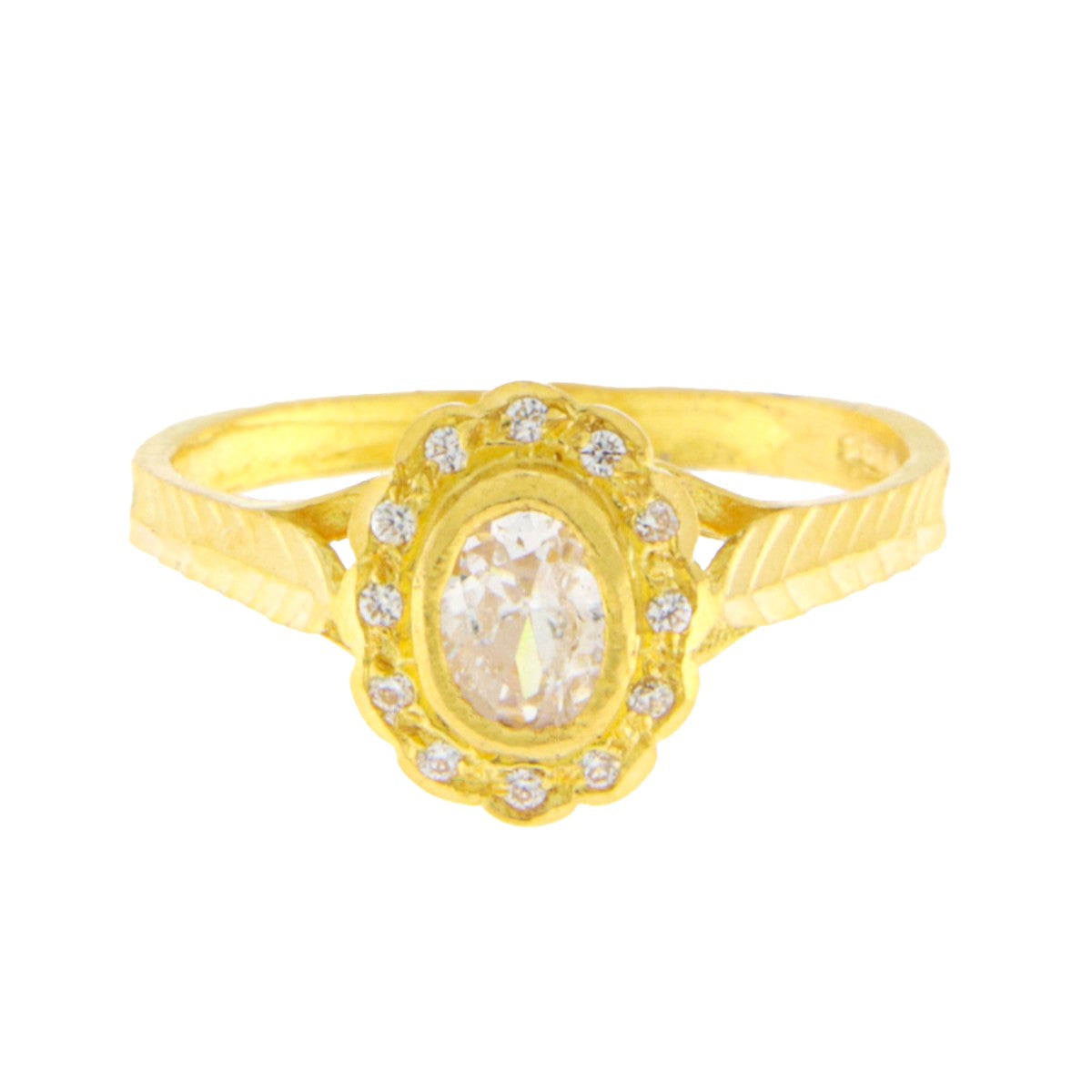 22ct Gold CZ Oval Cluster Ring - PB21709